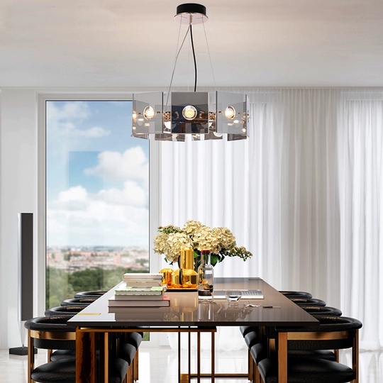 Светильник подвесной бронзовый Elythran, металл, стекло, трос 100 см, 80*18 см, E14