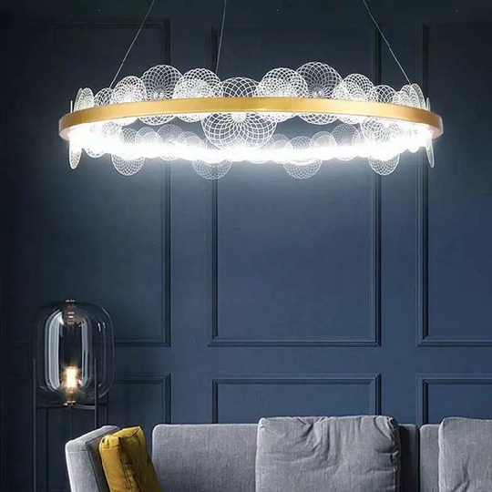 Люстра подвесная, золото, ПММА, SYLVIA 60*16, металл, LED.