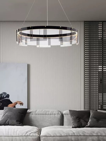 Люстра подвесная, черный, ПММА, MANUEL 80*20 металл, LED.