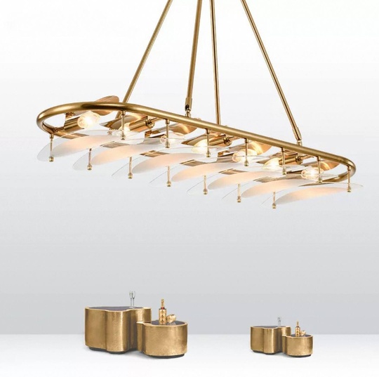 Люстра подвесная, бронза, DERYA 180*15, стекло, металл, E14.