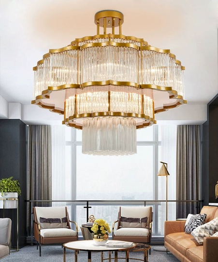 Люстра подвесная, золотой, стекло, AYDA 120*75, металл, E14.