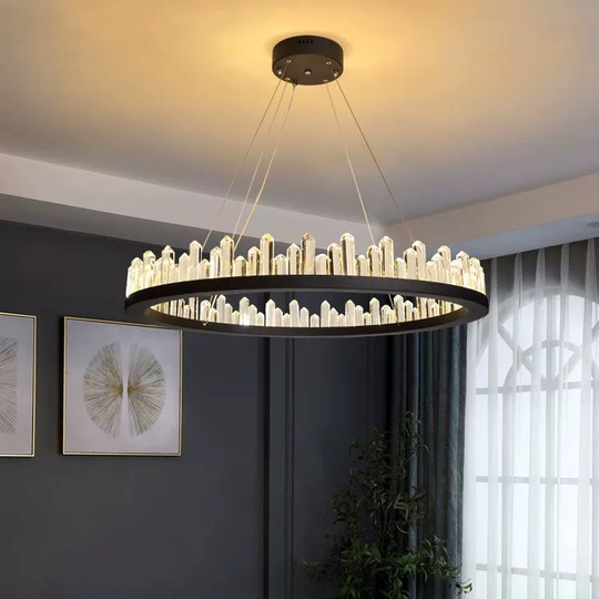 Люстра подвесная, черный, кристалл, LOGAN 60*11 металл, LED.