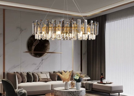 Люстра подвесная ANAR 60*26 золото, кристалл, металл, Е14.