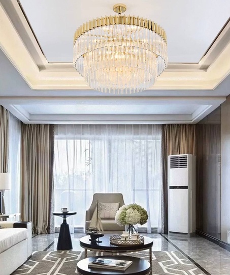 Люстра подвесная, золотой, стекло, AYLA 60*40, металл, E14.