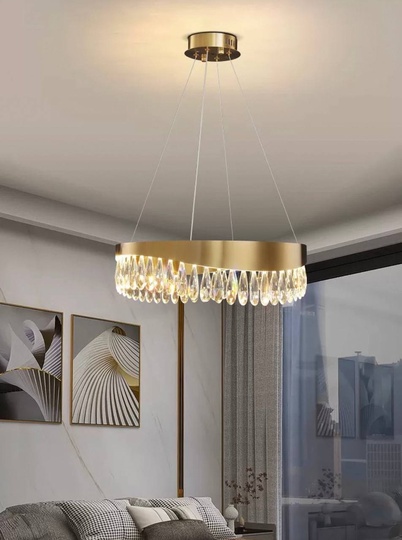 Люстра подвесная, медь, кристалл, GUNHAN 80*25, металл, LED.