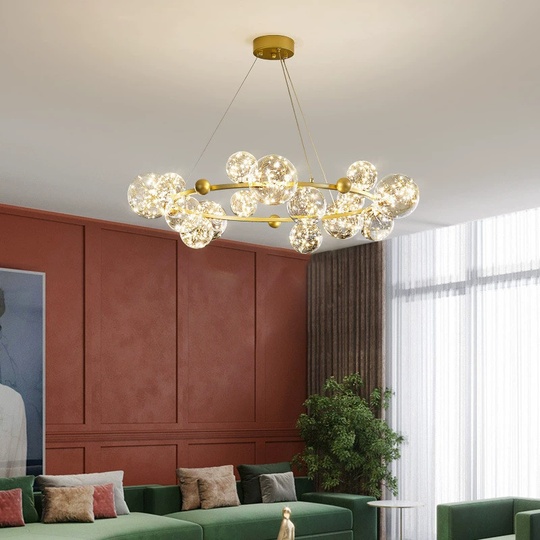 Люстра подвесная, золото, стекло, CHAT GOLD 120*32, металл, LED