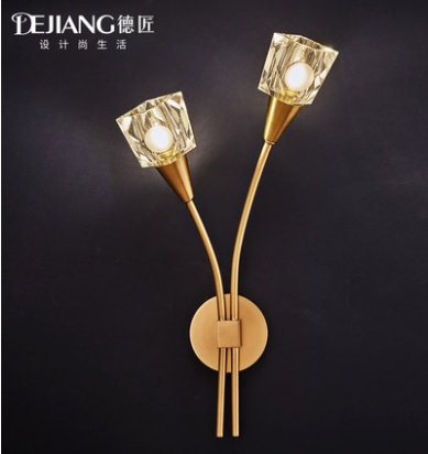 Дизайнерский светильник медь 20*48 см, настенный, E14, медь, хрусталь, спальня, китай