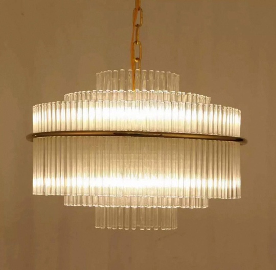 Люстра подвесная бронза Ovitra, металл, стекло, трос 50 см, 80*62 см, G4