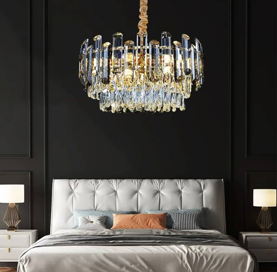 Люстра подвесная ALEV 50*30 золото, кристалл, металл, E14.