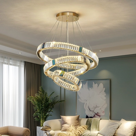 Люстра подвесная, золотой, хрусталь, AYSOY 40*60*80, металл, LED.