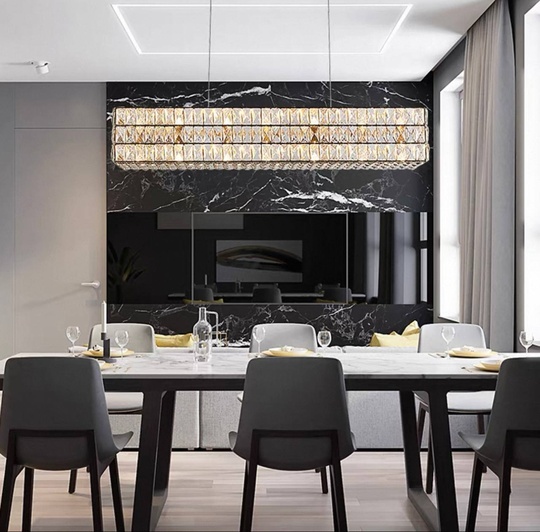 Люстра золотая Elypse, металл, кристалл, 100*17 см, подвесная, E14