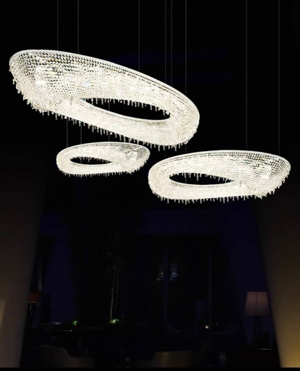 Люстра подвесная, серебро, хрусталь, ZOE 220*87*28 металл, G9.