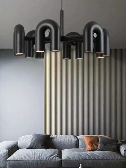 Светильник подвесной черный Aelora, металл, трос 150 см, 60*38 см, LED