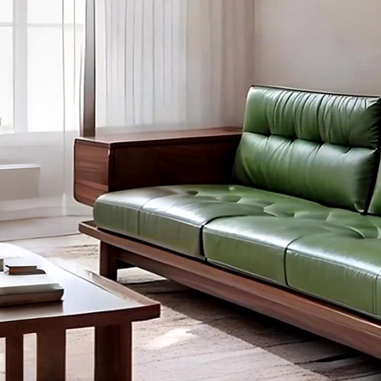 Прямой диван Morgan темный орех, кожа, 260*85*85 см