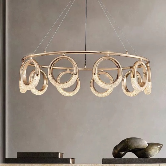 Светильник подвесной золотой Elmara, металл, трос 100 см, 60*26 см, LED