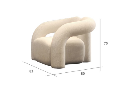 Кресло белое мягкое с банкеткой для ног - EDDY, 82х63х73