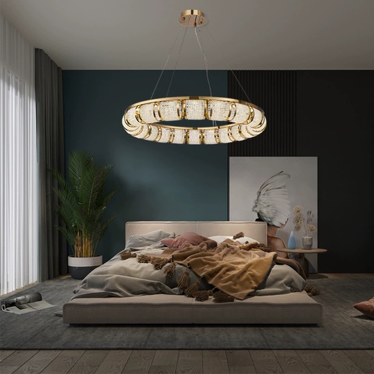 Люстра подвесная, медная, Elaxor, металл, 80*10 см, LED