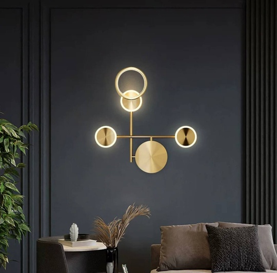 Настенный светильник, Бра, HAROLD 47*47, золотой, металл, LED.