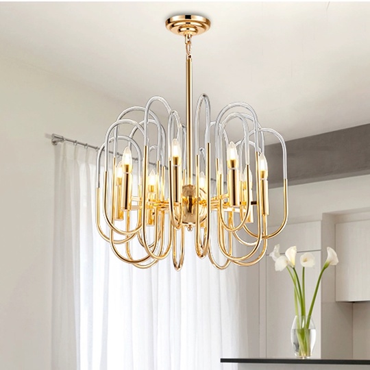 Светильник подвесной золотой Elvuma, металл, трос 100 см, 80*50 см, E14