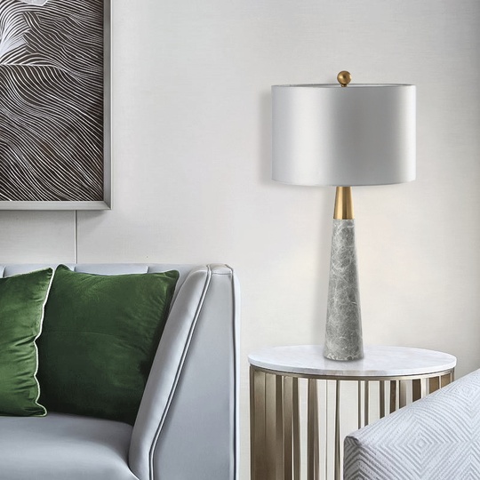 настольная лампа мрамор серая Houston Grey Marble, 38*70 см, светодиодная, E27*1 шт