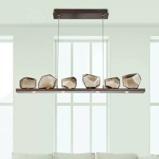 Люстра подвесная, красная бронза, стекло, AHARON 130*25, металл, LED