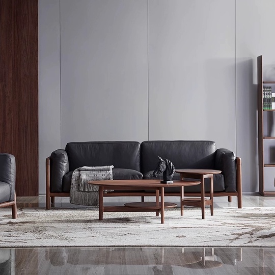 Прямой диван Andy темный орех, кожа, 170*93*74 см