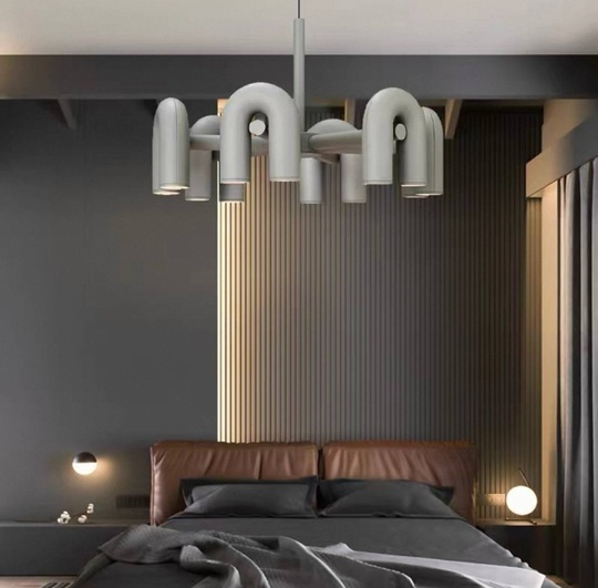 Светильник подвесной серый Elisto, металл, трос 150 см, 80*38 см, LED