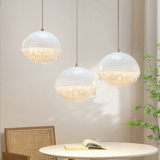 Люстра подвесная, серебро, белый, кристалл, SALENA 50*57 металл, LED.