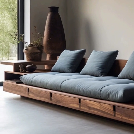 Прямой диван Lee темный орех, ткань, 260*80*75 см