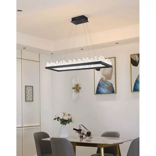 Люстра подвесная, черный, кристалл, KEVIN 100*35 металл, LED.