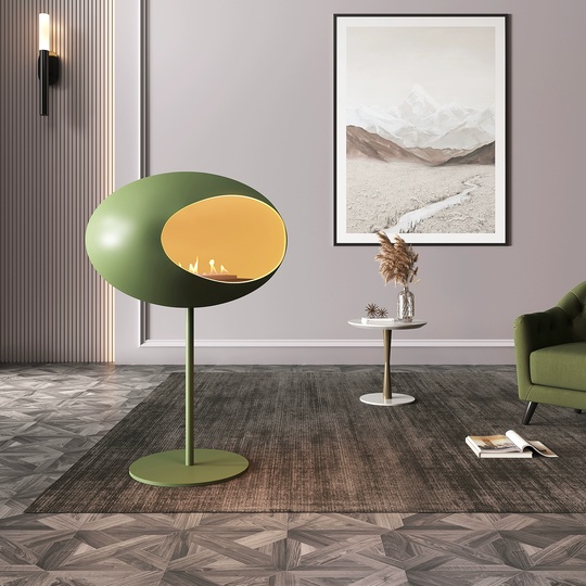 Камин с живым огнем, черный, диаметр 80 см