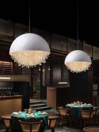 Люстра подвесная, серебро, белый, кристалл, SALENA 70*79 металл, LED.