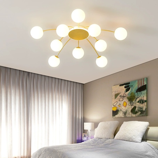 Люстра золотая Unevio, металл, стекло матовое, 125*20 см, светодиодная, LED, G9