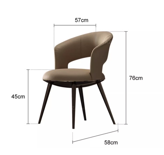 Обеденный стул молочный, Gofo, 57*76*58 см, кожа