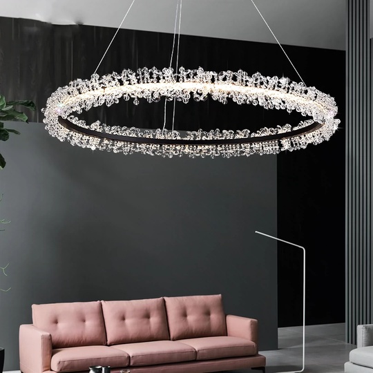 Люстра подвесная, черный, кристалл, WISE 60*120, металл, LED.