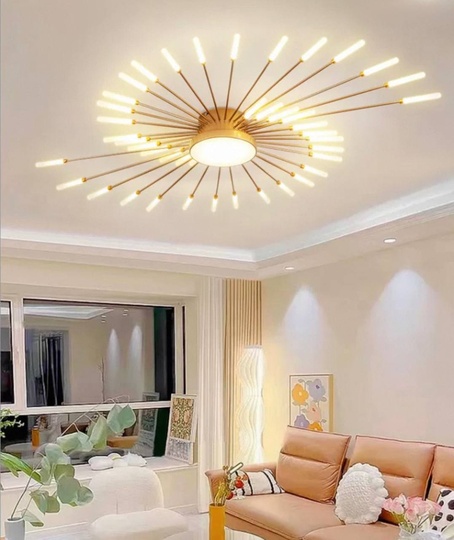 Люстра золотая Alventra, металл, 105*7 см, светодиодная, LED