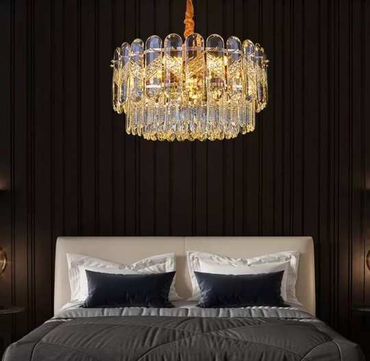 Люстра подвесная BIRCE 50*26 золото, кристалл, металл, E14.