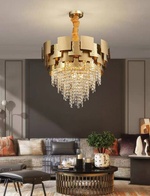 Люстра подвесная золотая Alvirox, металл, хрусталь, 100*66 см, E14