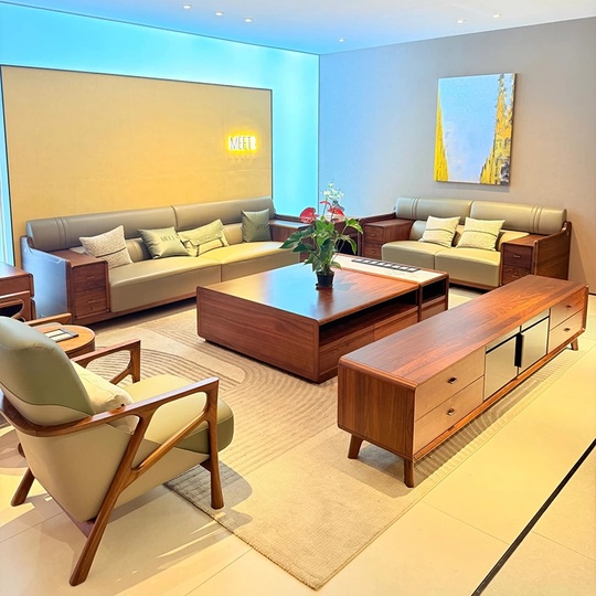 Прямой диван Davis ясень, кожа, 258*95*86 см