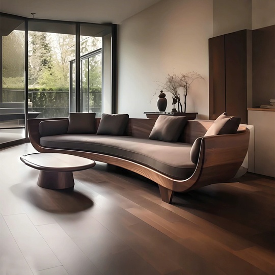 Прямой диван Amelia темный орех, кожа, 240*85*75 см