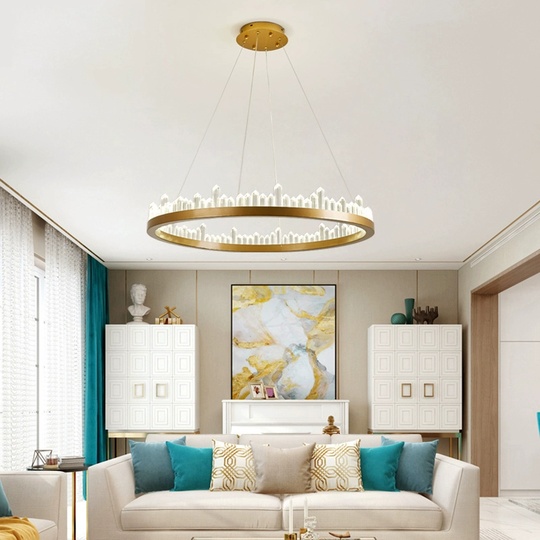 Люстра подвесная, золото, кристалл, LOUIS 100*11 металл, LED.