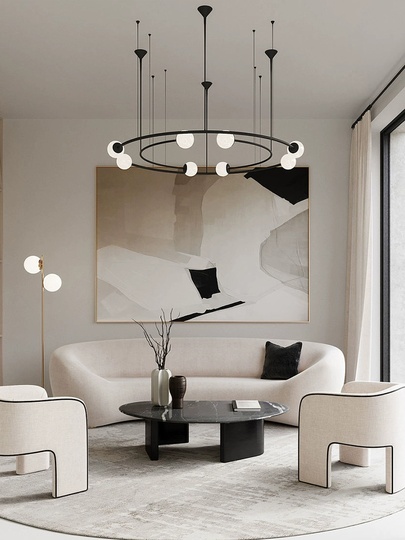 Люстра подвесная, стекло, черный, AJEESH 110*65, металл, G9