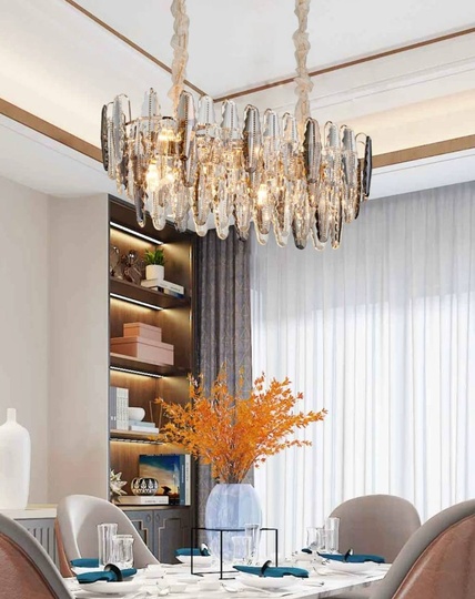 Люстра подвесная BEREN 80*37 дымчатый, стекло, металл, Е14.