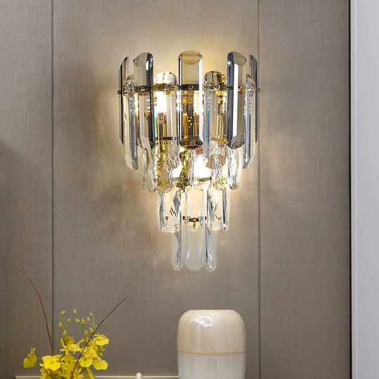 Настенный светильник, Бра TERRY 25*36, дымчатый, стекло, металл, Е14.