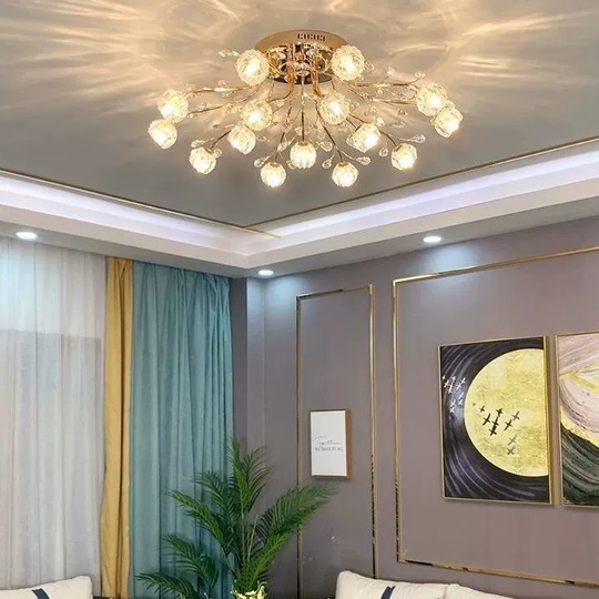 Люстра золотая Elyndar, металл, кристалл,  73*30 см, G9