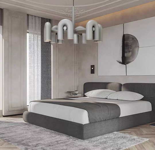 Светильник подвесной серый Elisto, металл, трос 150 см, 100*38 см, LED