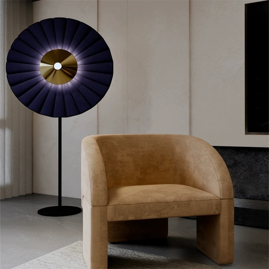 Торшер, синий, золото, Random Blue 60*160, LED, металл, ткань