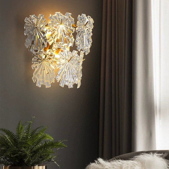 Настенный светильник, БРА ZAC 30*30, медный, прозрачный, стекло, металл, Е14.