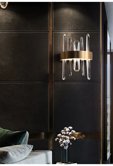 Настенный светильник ELLAN, Бра, 20*30, бронза, металл, хрусталь, G9.