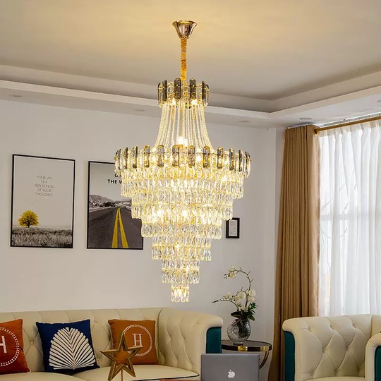 Люстра подвесная, золото, кристалл, LARK 40*80 металл, E14.